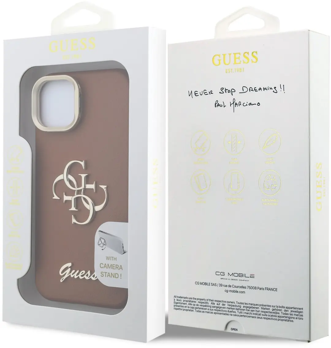 Guess 4G Logo iPhone 15 Hoesje - Bruin