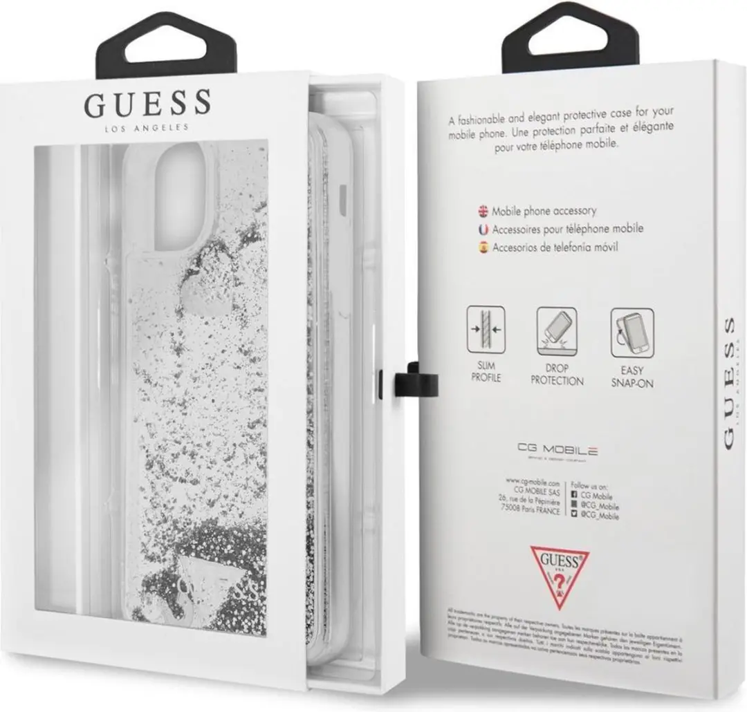 GUESS iPhone 11 Pro Max Backcase Glitter Zilver S212-1