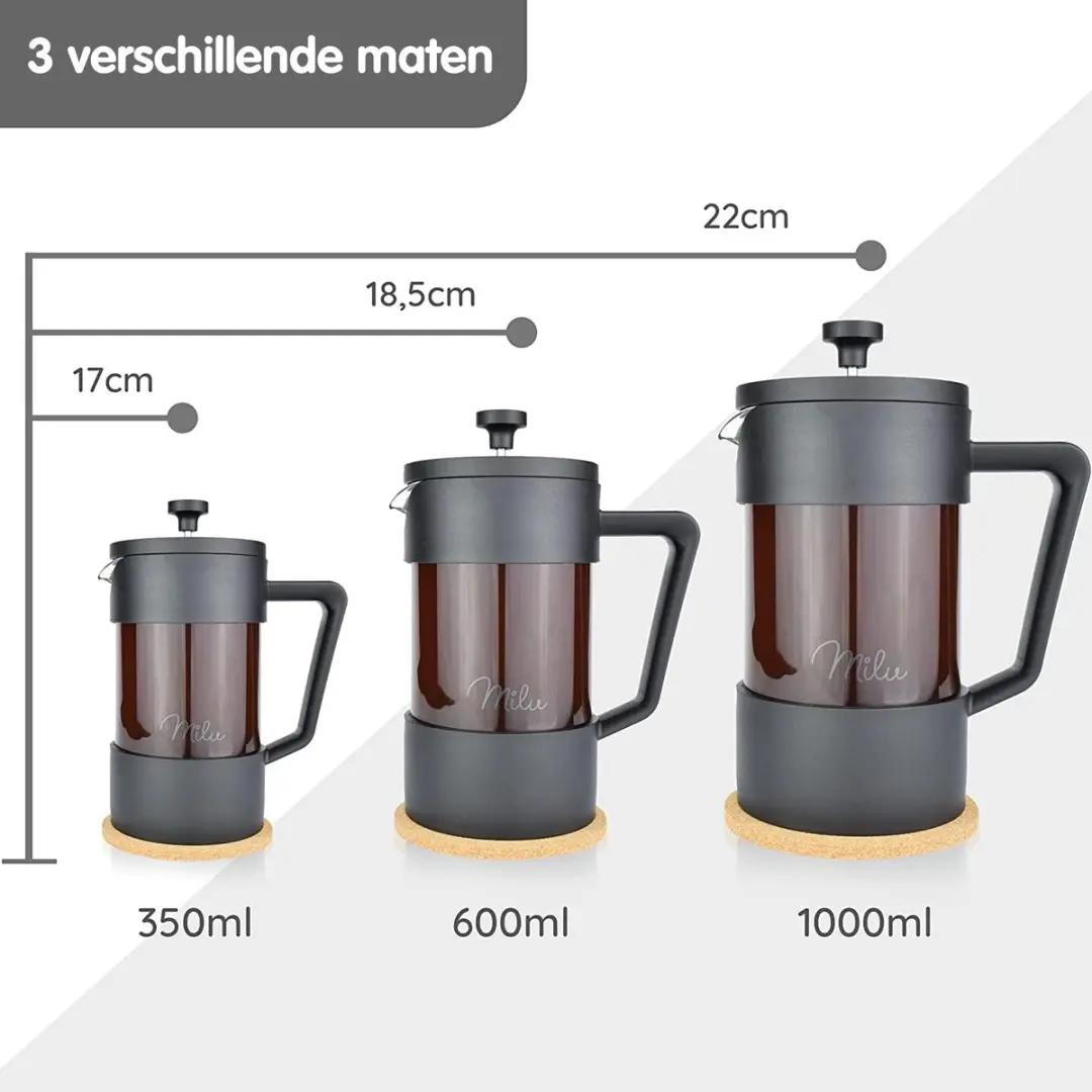 Milu French Press Koffiemaker 350ml - Zwart