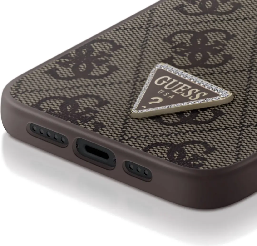 GUESS 4G Triangle Logo Hoesje - iPhone 15 Plus - Bruin
