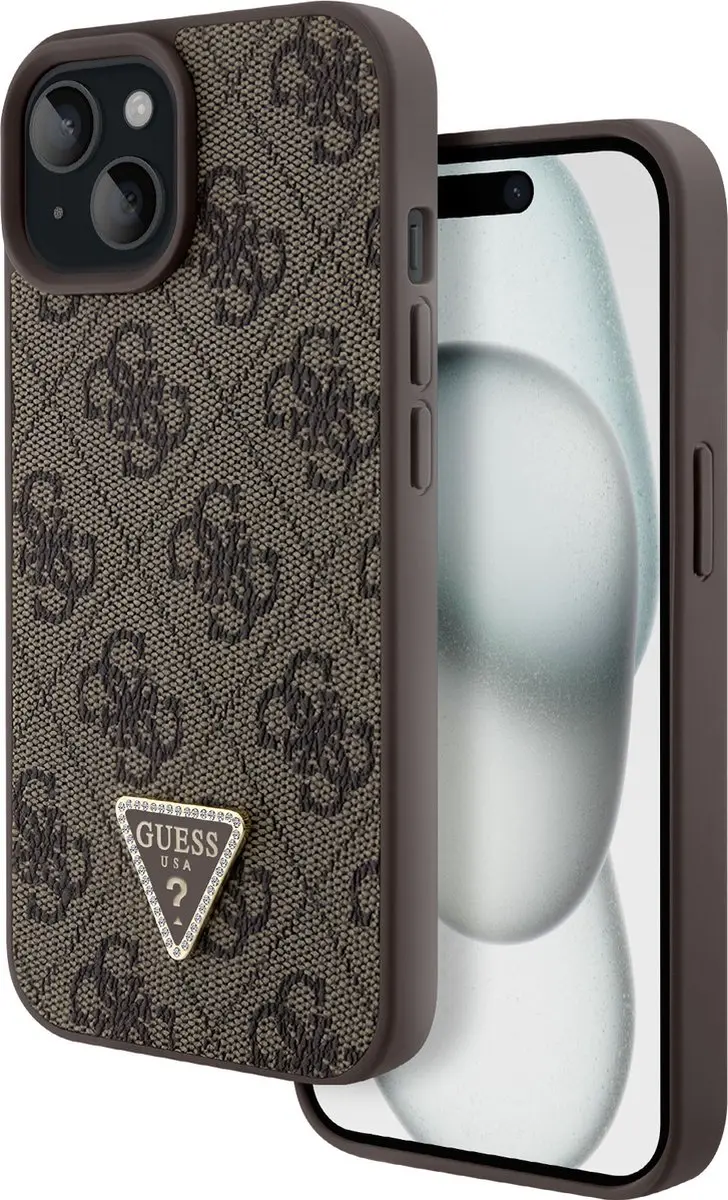 GUESS 4G Triangle Logo Hoesje - iPhone 15 Plus - Bruin