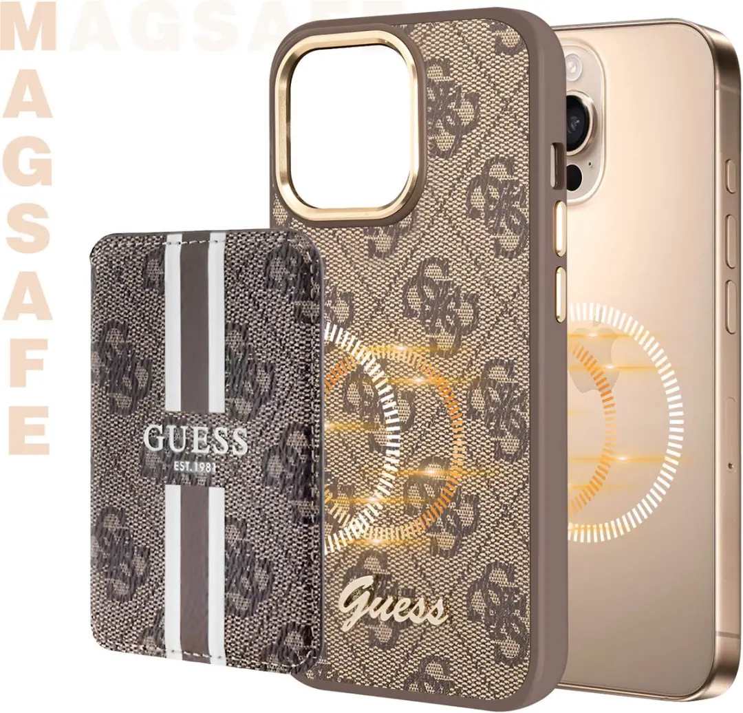 GUESS Stripes Series MagSafe Hoesje - Bruin