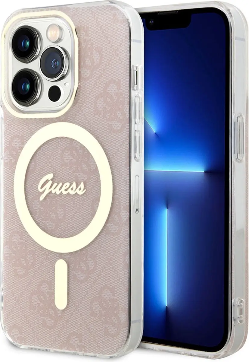 Guess 4G Back Case MagSafe iPhone 15 Pro - Roze