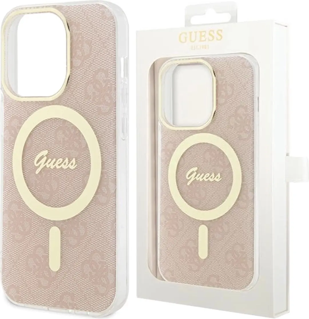 Guess 4G Back Case MagSafe iPhone 15 Pro - Roze