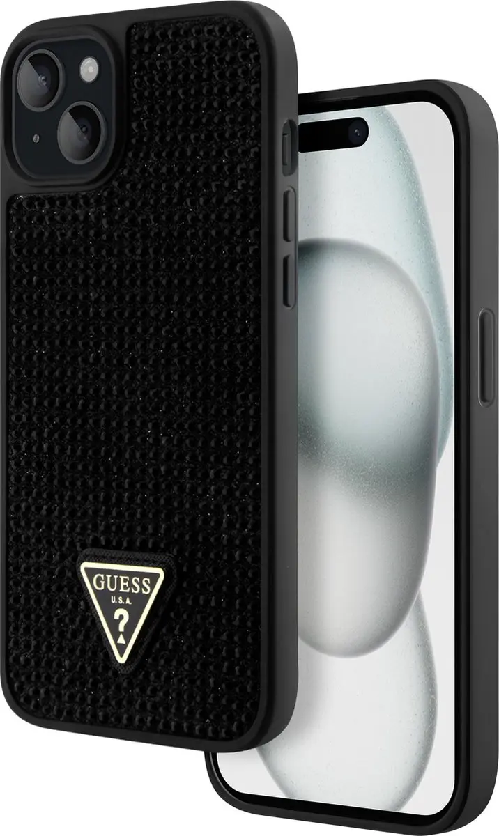Guess Rhinestones H91047 Hoesje - iPhone 15 Plus - Zwart