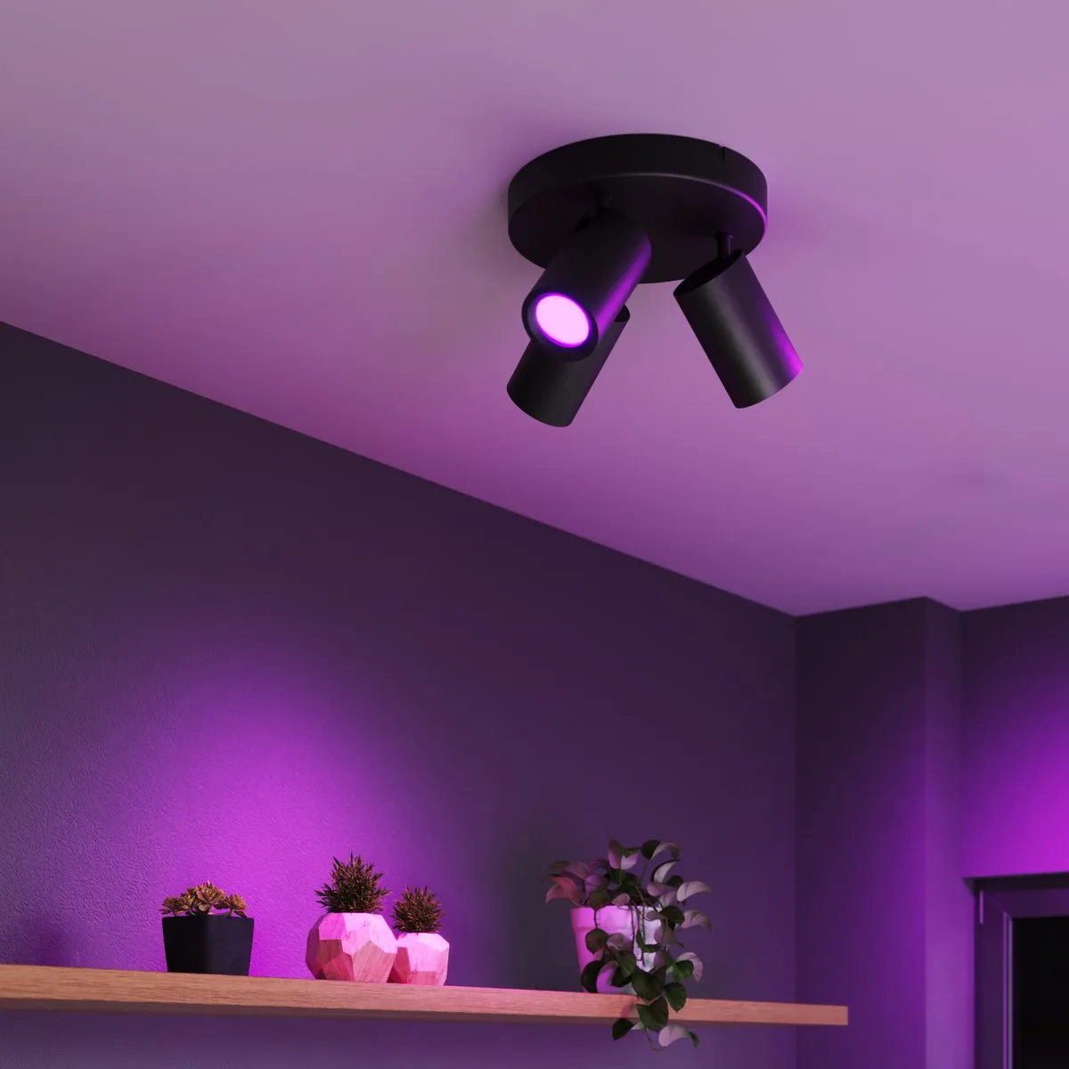 Calex Smart Plafondlamp 3-Lichts RGBW - 20cm Zwart