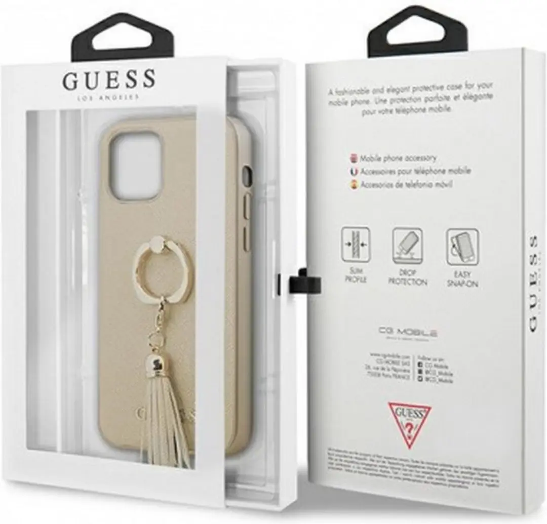 Guess Saffiano iPhone 12 Pro Max Hoesje - Goud