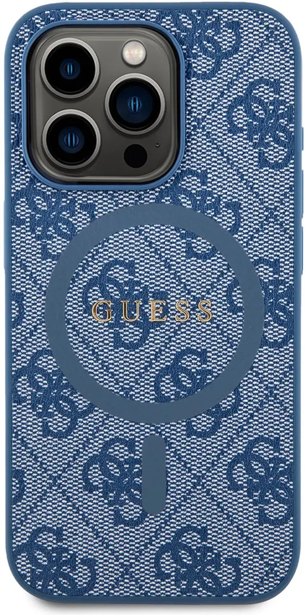GUESS 4G Back Case MagSafe iPhone 15 Pro - Blauw