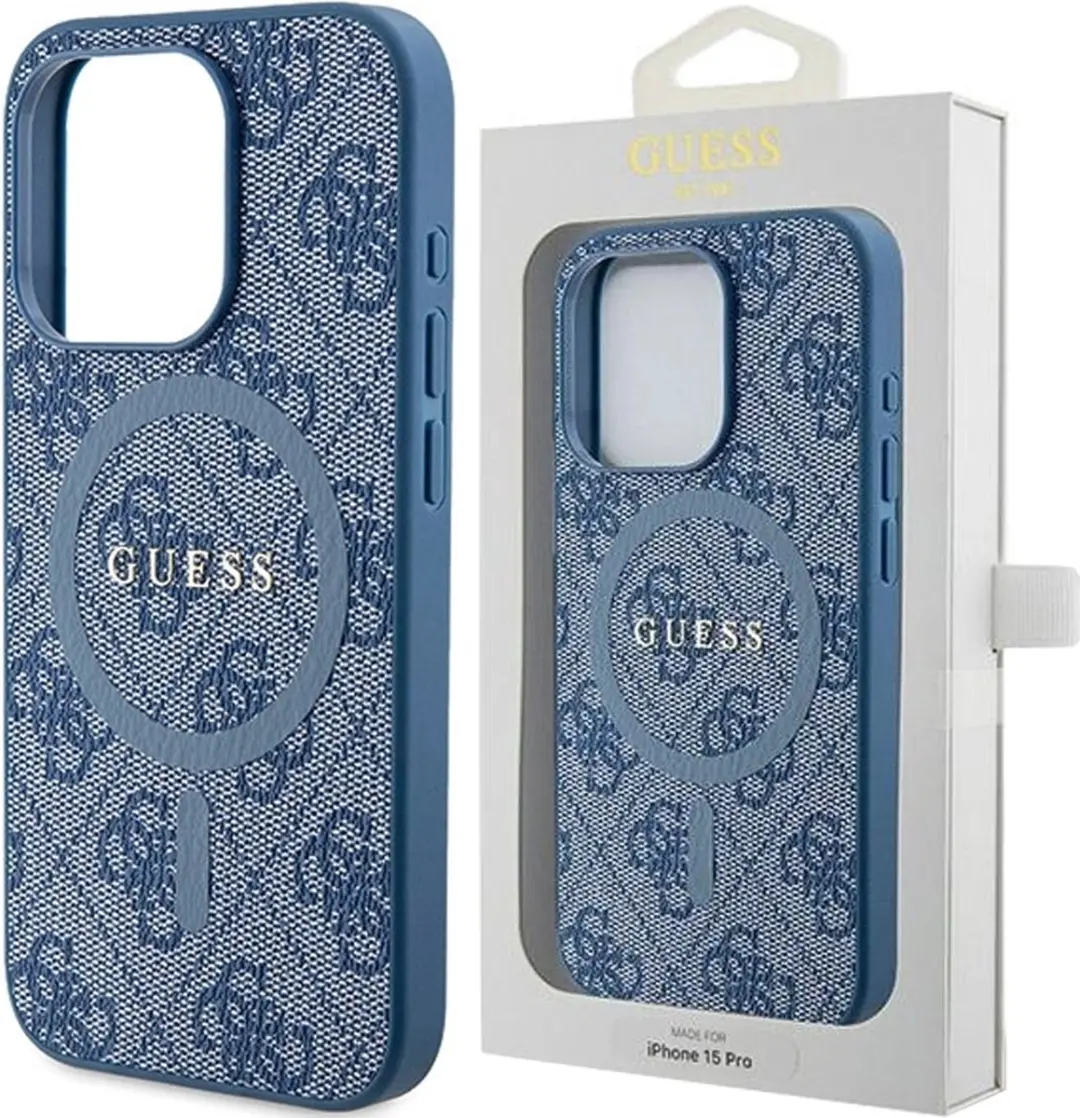 GUESS 4G Back Case MagSafe iPhone 15 Pro - Blauw