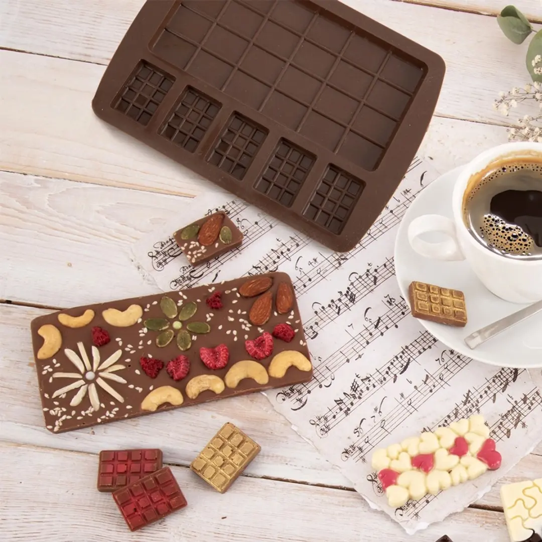 Orion Silicone Chocoladevorm 18,5x13,5cm - Chocoladereep - afbeelding 6 van 6