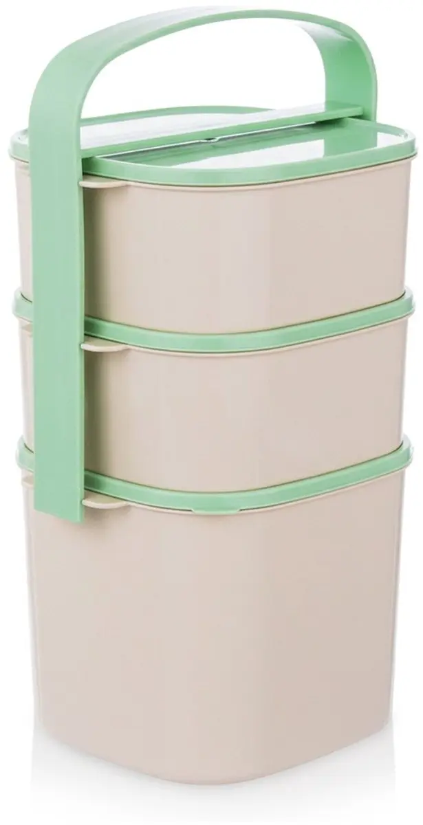 Orion Foodline Lunchbox 3-laags - 4,3L - Beige/Groen