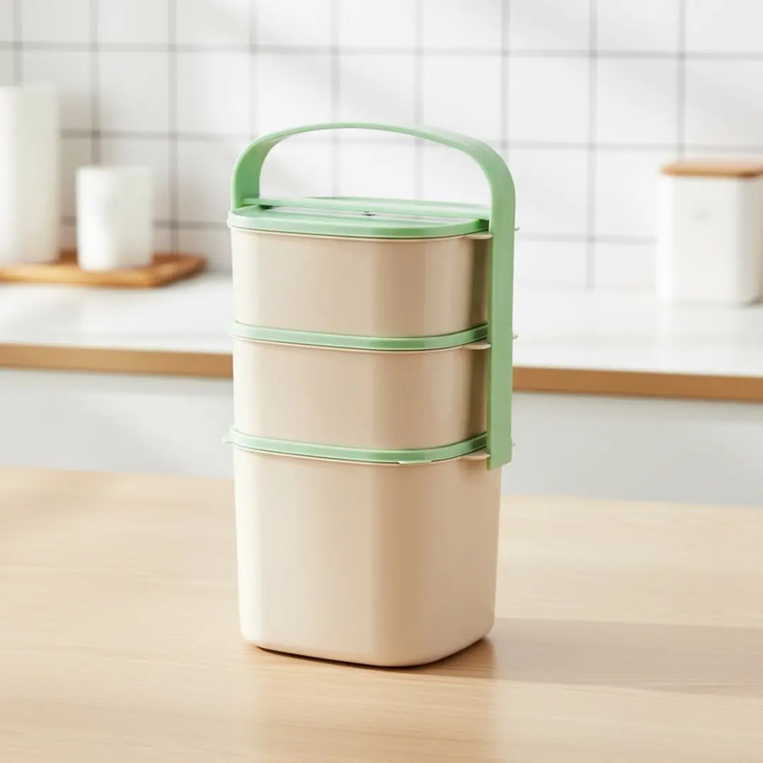 Orion Foodline Lunchbox 3-laags - 4,3L - Beige/Groen