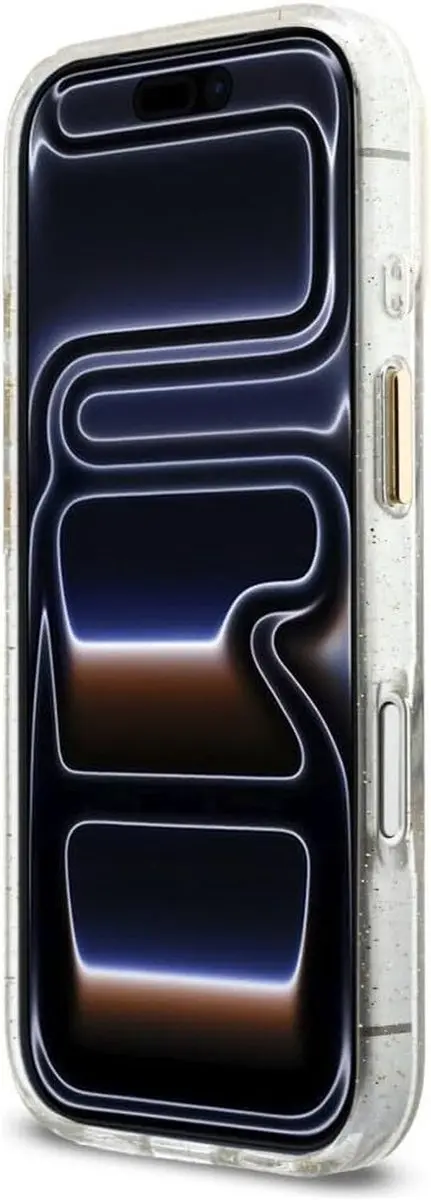 GUESS IML Glitter Script Backcover iPhone 17 Pro - MagSafe - Transparant