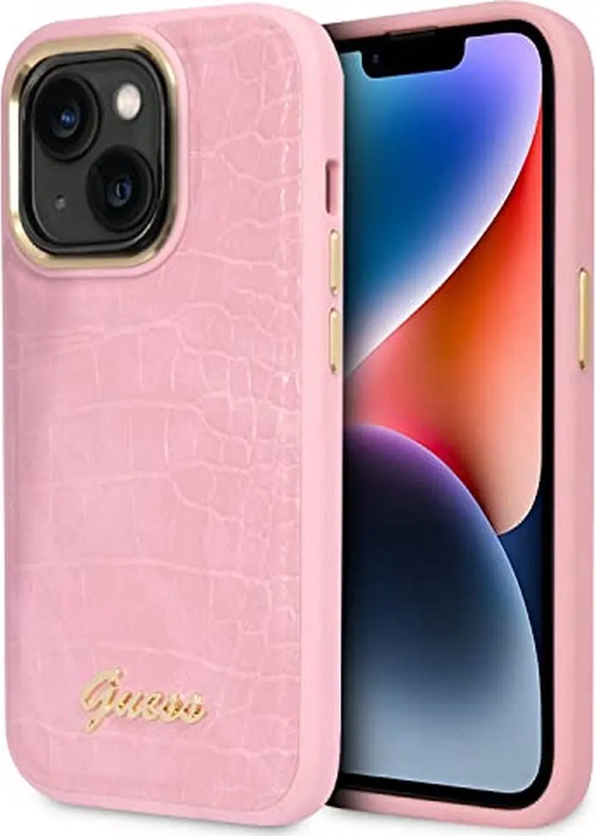 Guess iPhone 14 Plus Telefoonhoesje - Roze - PU Leer - 3666339082932