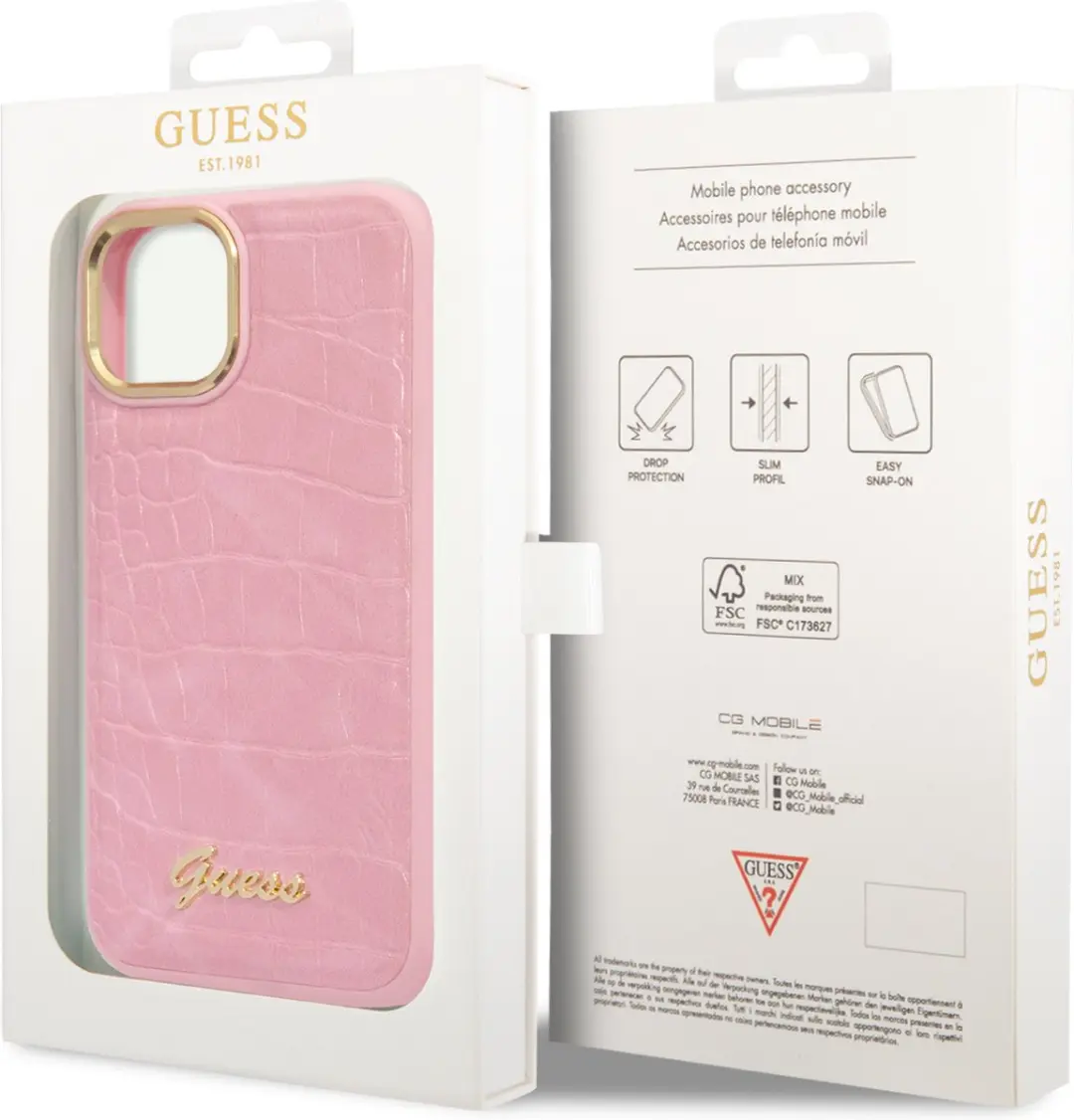 Guess iPhone 14 Plus Telefoonhoesje - Roze - PU Leer - 3666339082932