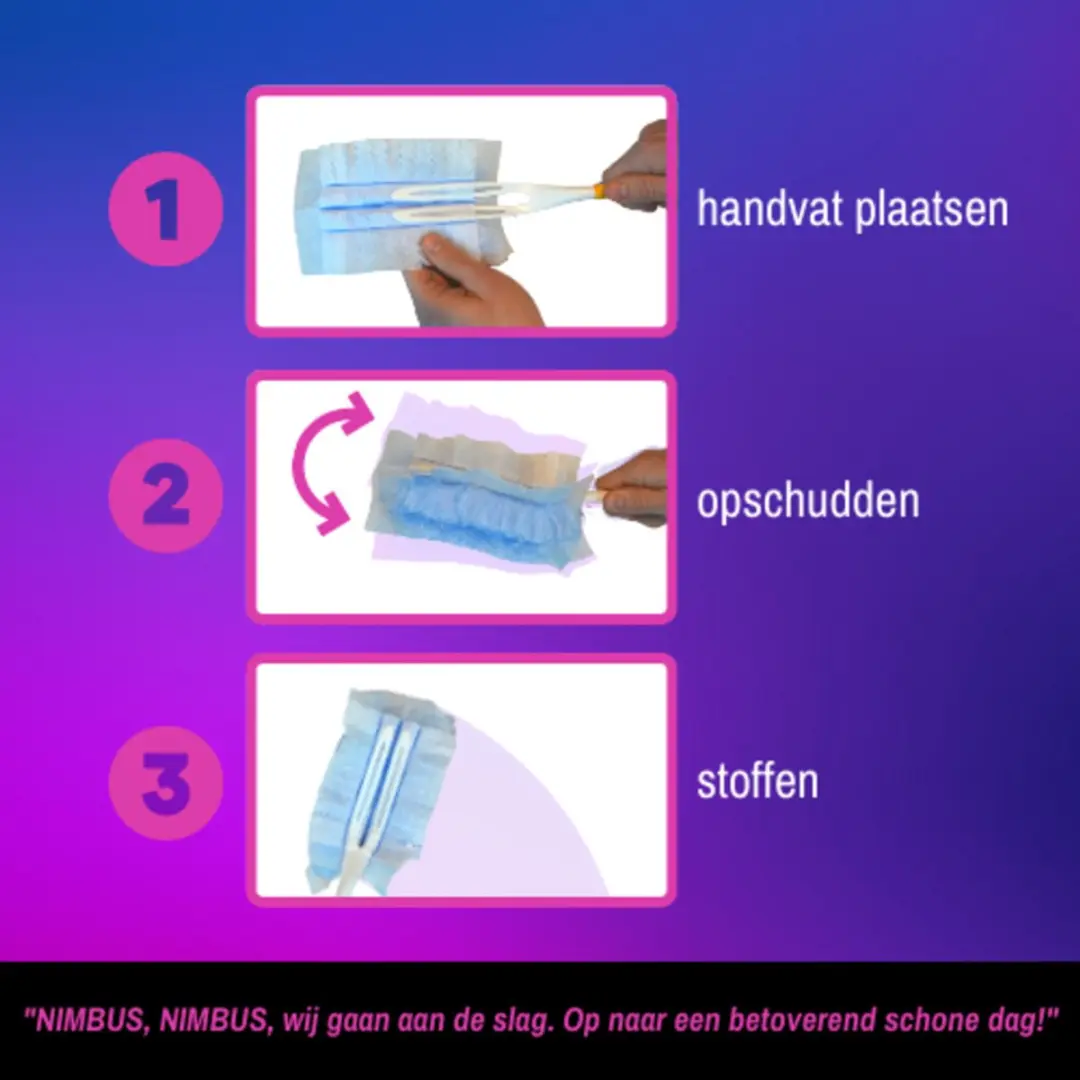 Nimbus Magic Duster Handvat + 2 Navullingen - 12 Stuks Multicolor