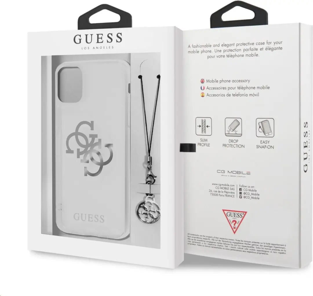 GUESS 4G Charms Silver Logo Back Cover - iPhone 11 Transparant