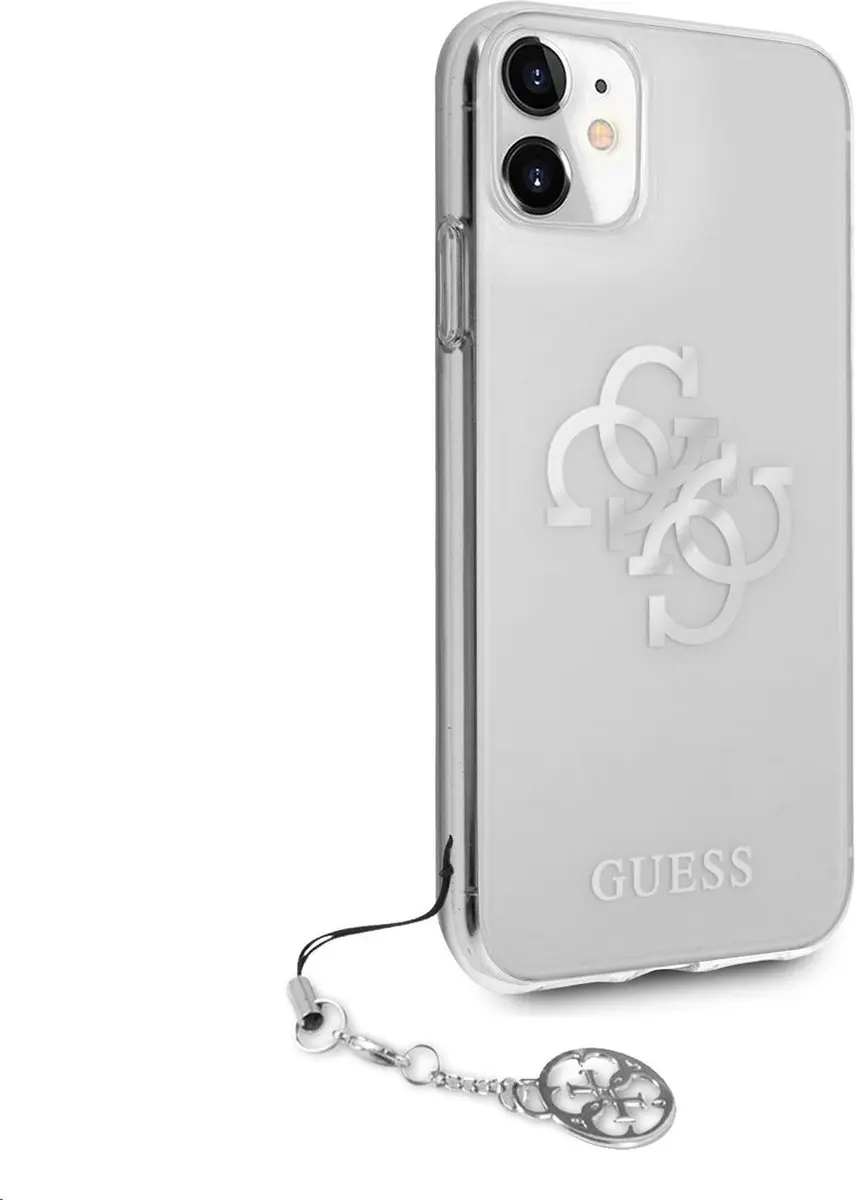 GUESS 4G Charms Silver Logo Back Cover - iPhone 11 Transparant