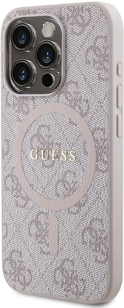 GUESS 4G Back Case MagSafe iPhone 15 Pro - Roze