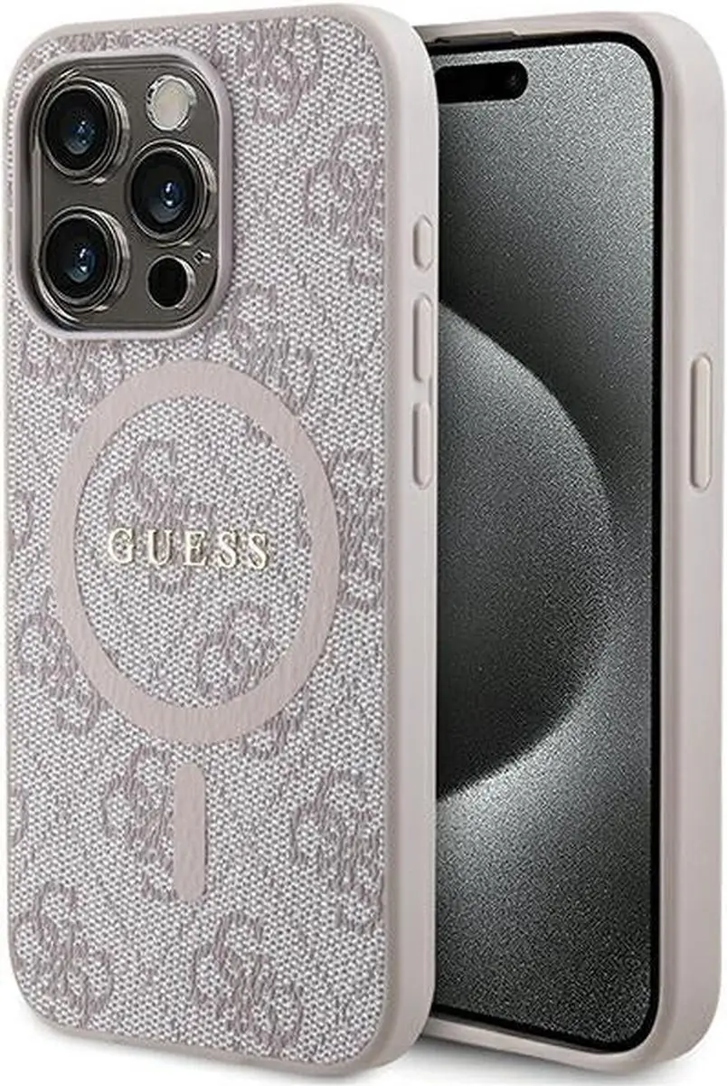 GUESS 4G Back Case MagSafe iPhone 15 Pro - Roze