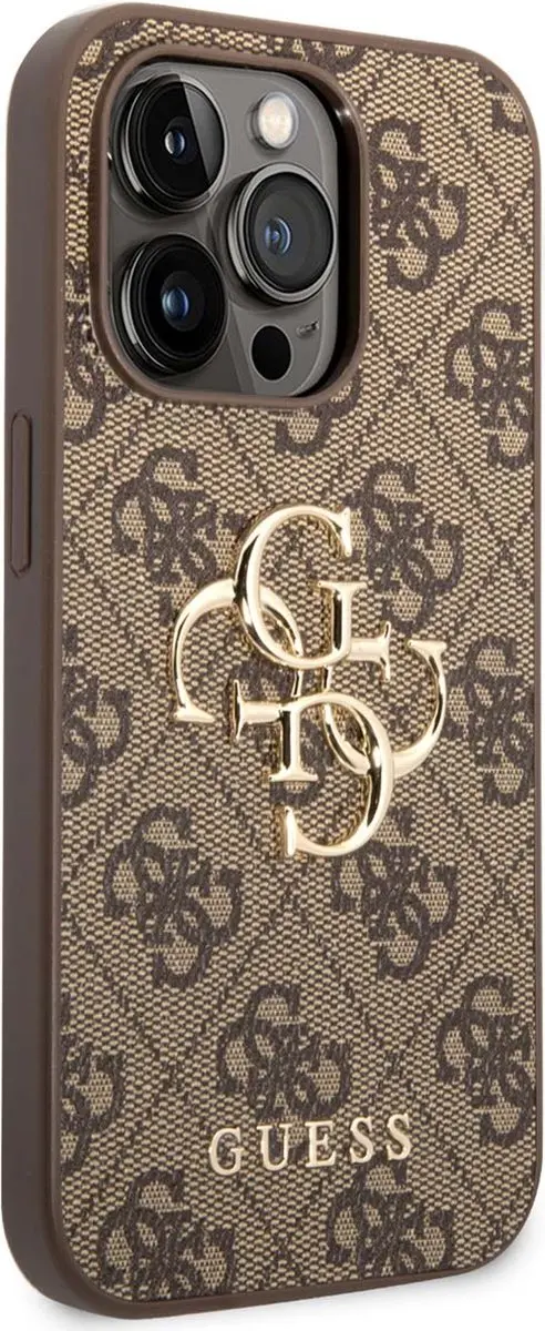 Guess 4G Metal Logo Hoesje - iPhone 15 Pro - Bruin
