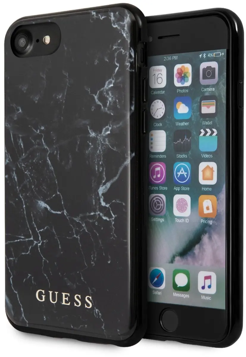 GUESS iPhone Backcase S212-4 - Marmerlook Zwart