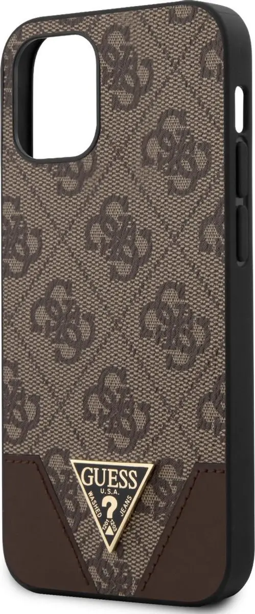 GUESS iPhone 12 Mini Hoesje - Effen Bruin Kunstleer