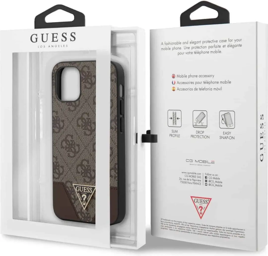 GUESS iPhone 12 Mini Hoesje - Effen Bruin Kunstleer - afbeelding 6 van 6