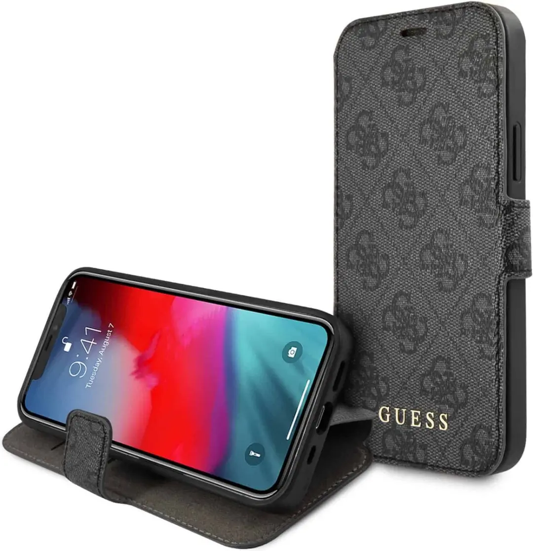 GUESS iPhone 12 Mini Bookcase Hoesje 5823 - Grijs - 3 Pasjes