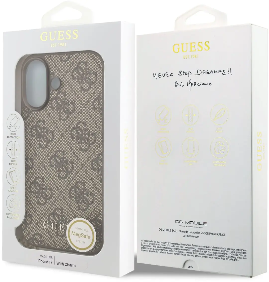 GUESS 4G Charm Backcover iPhone 17 - Bruin - MagSafe