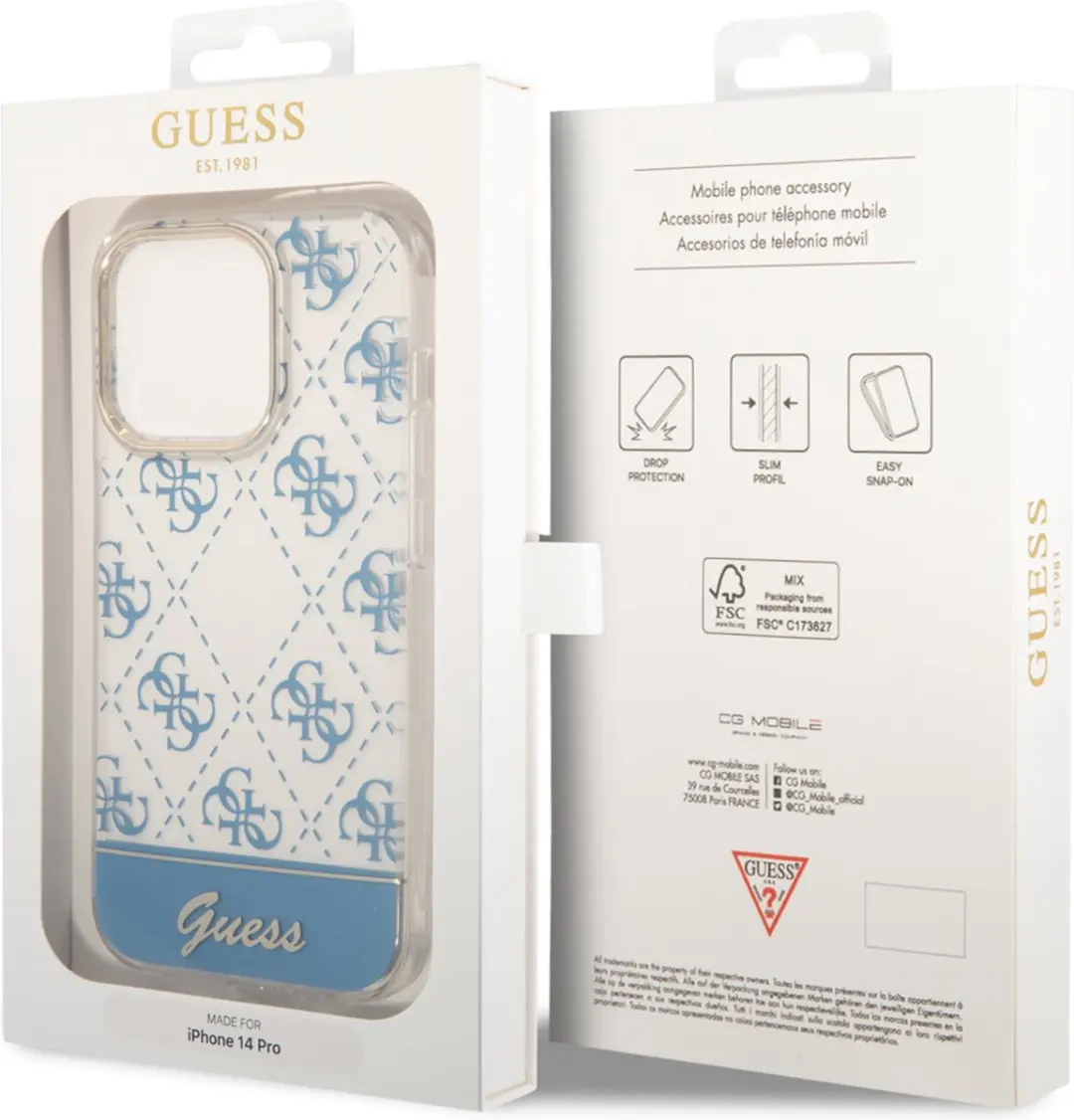 GUESS iPhone 14 Pro TPU Back Cover - Blauw - afbeelding 6 van 6
