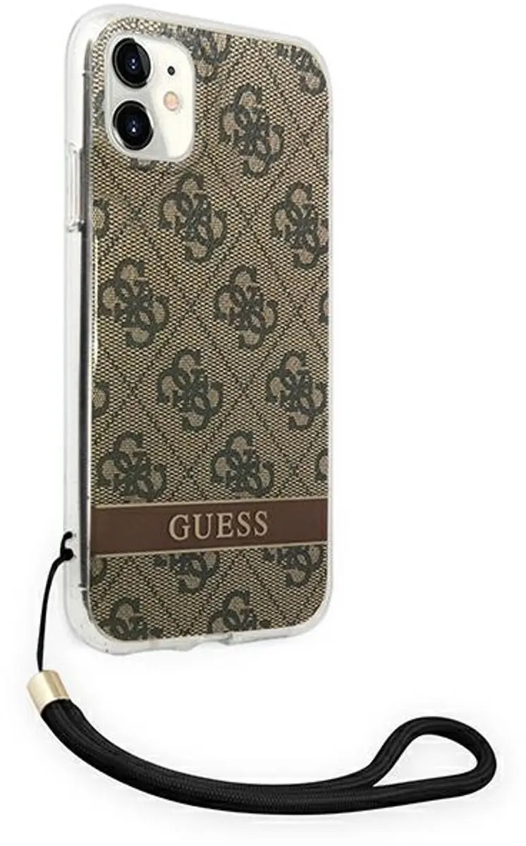 Guess iPhone 11 Hoesje - Bruin - 4G Print & Strap - afbeelding 6 van 6