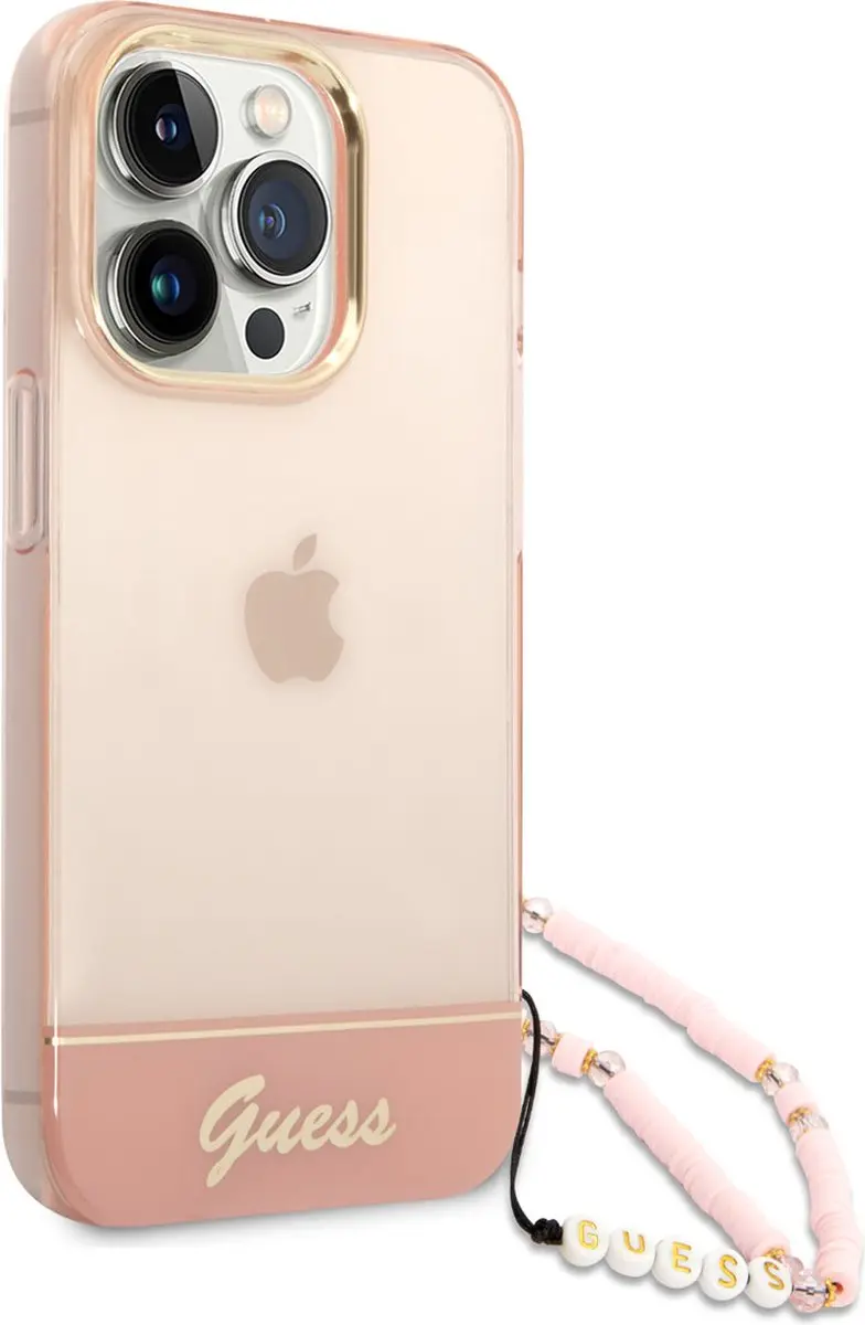 GUESS Transparant Roze TPU Back Cover iPhone 14 Pro - MagSafe - afbeelding 6 van 6