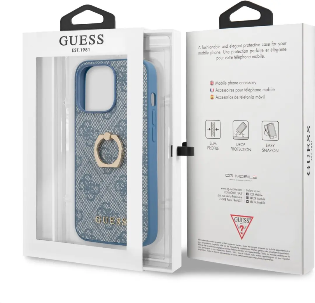GUESS Logo Backcase iPhone 13 Pro - Blauw - 7606