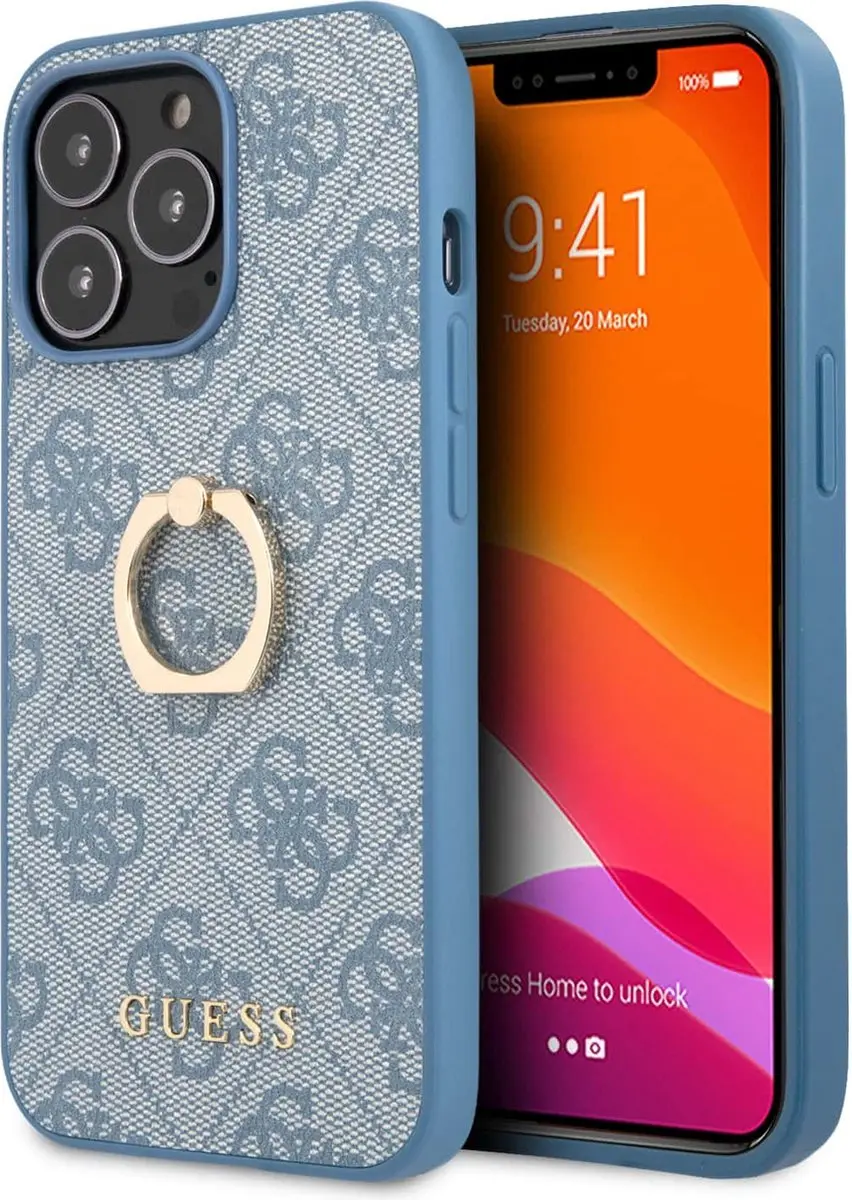 GUESS Logo Backcase iPhone 13 Pro - Blauw - 7606