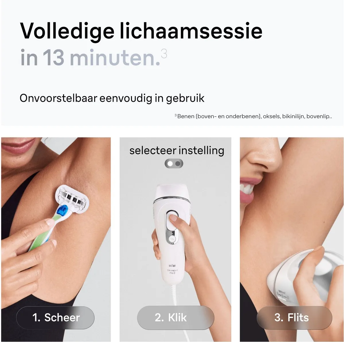 Braun IPL Silk-expert Pro 3 PL3230 Ontharingsapparaat - 300.000 Flitsen - Wit