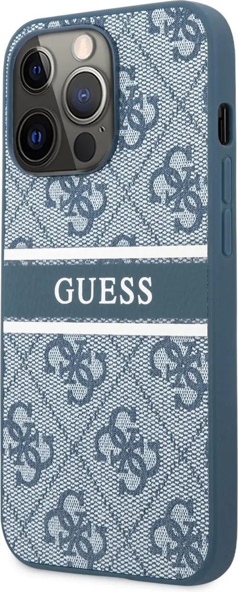 GUESS 4G Stripe Logo Backcase iPhone 13 Pro - Blauw