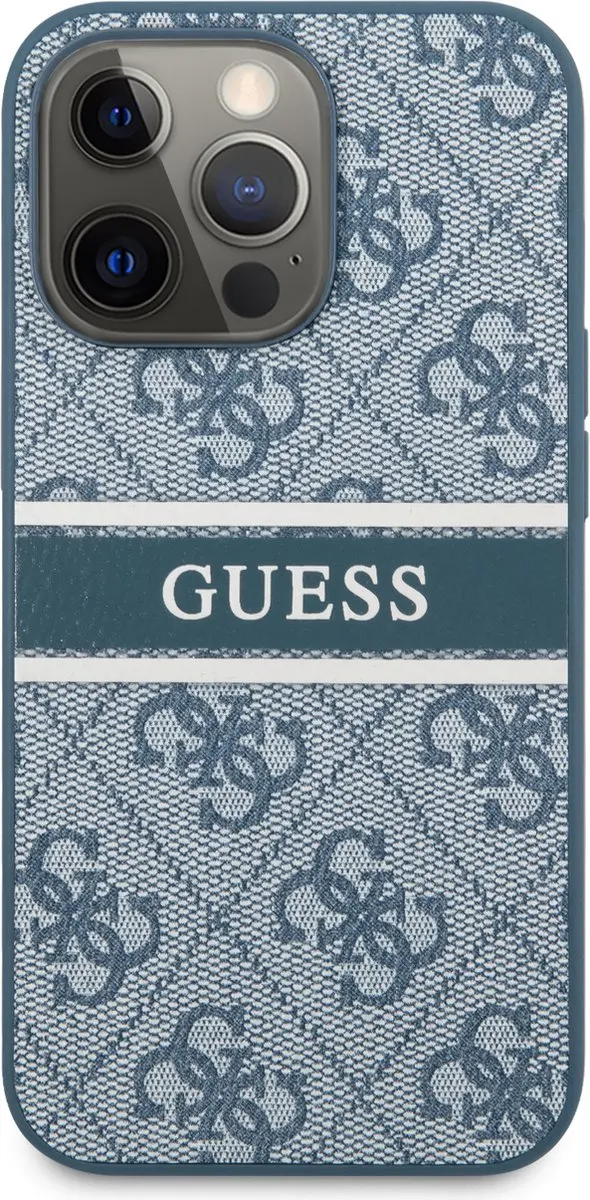 GUESS 4G Stripe Logo Backcase iPhone 13 Pro - Blauw