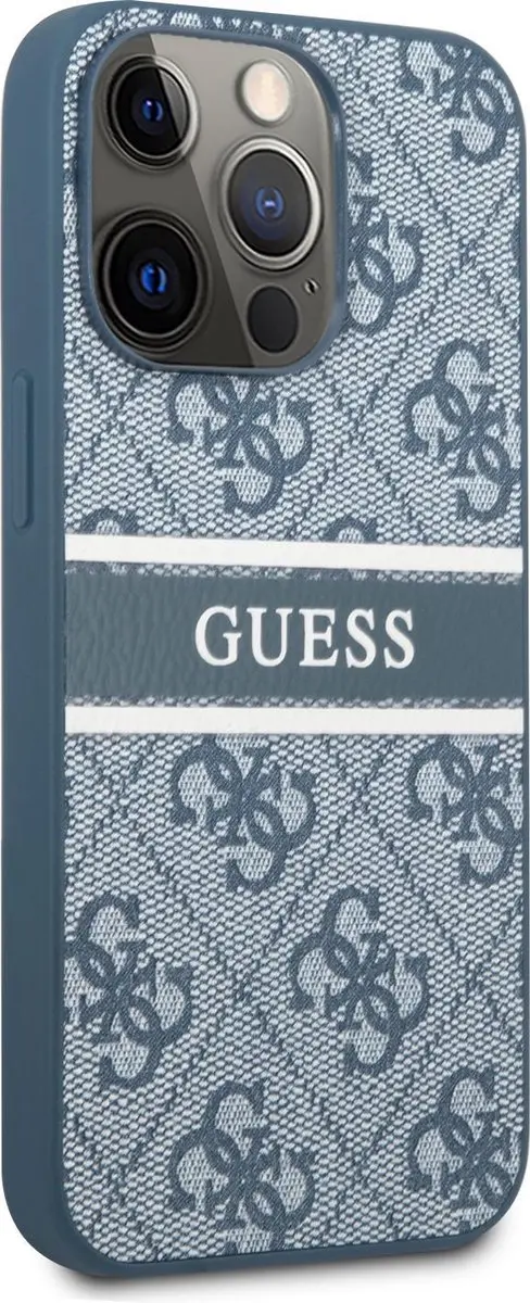 GUESS 4G Stripe Logo Backcase iPhone 13 Pro - Blauw