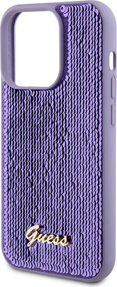 GUESS Sequins Script Logo Hoes - iPhone 15 Pro - Paars