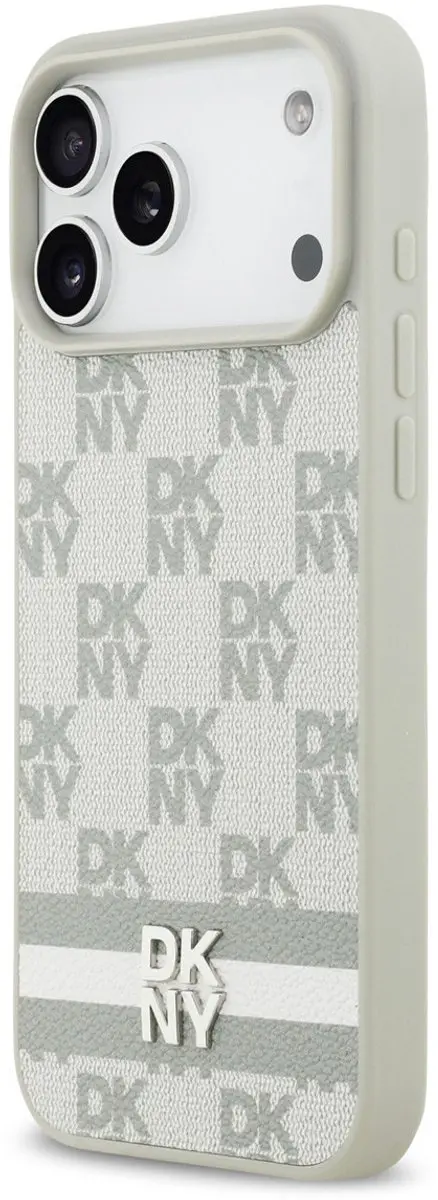 DKNY iPhone 17 Pro Max Telefoonhoesje - Ruitdesign Beige
