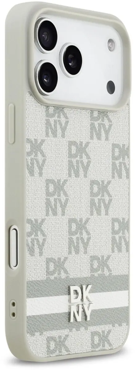 DKNY iPhone 17 Pro Max Telefoonhoesje - Ruitdesign Beige