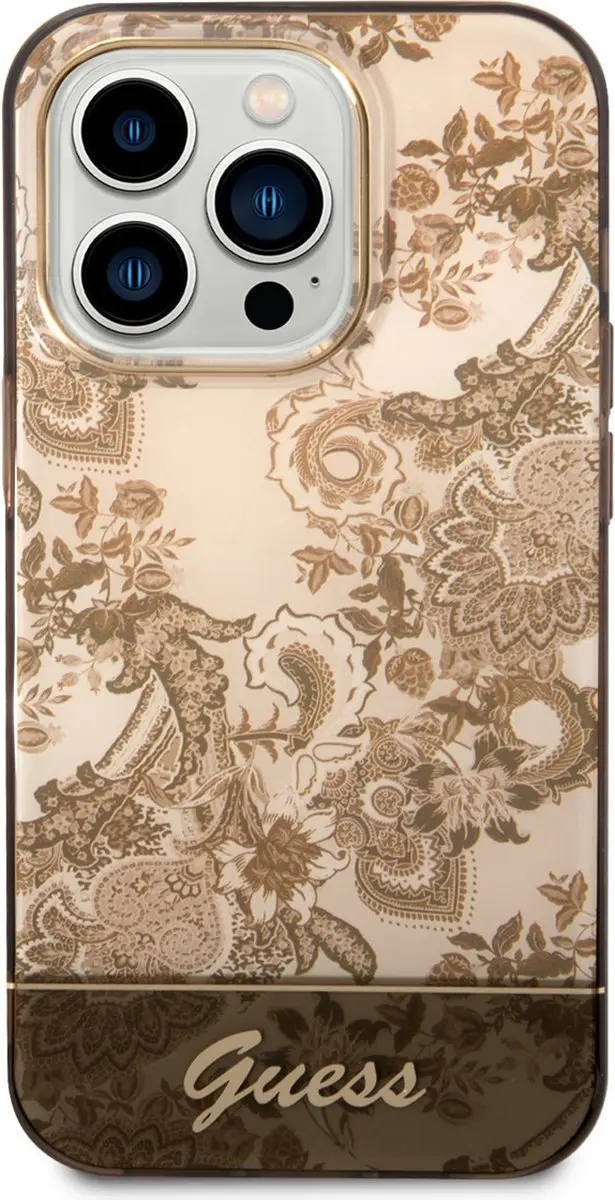GUESS Toile de Jouy Back Case - iPhone 14 Pro Max - Bruin