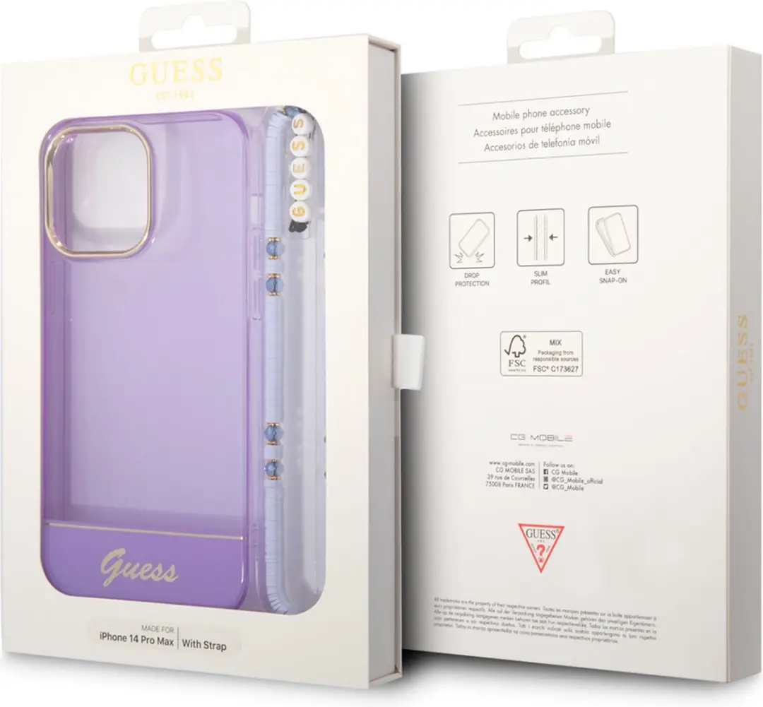 GUESS TPU Back Cover iPhone 14 Pro Max - Paars Transparant - afbeelding 6 van 6