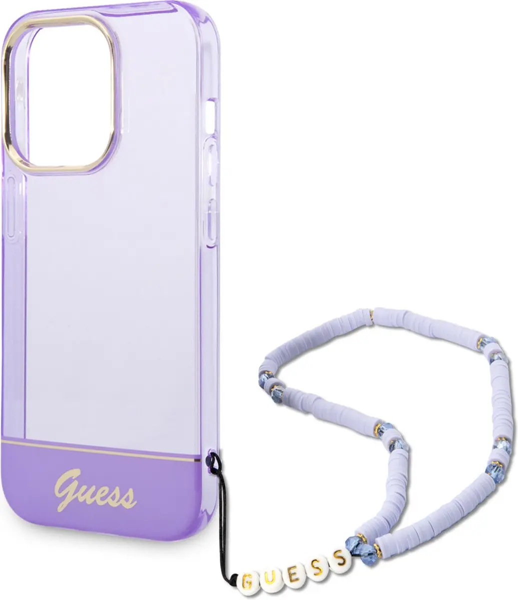 GUESS TPU Back Cover iPhone 14 Pro Max - Paars Transparant
