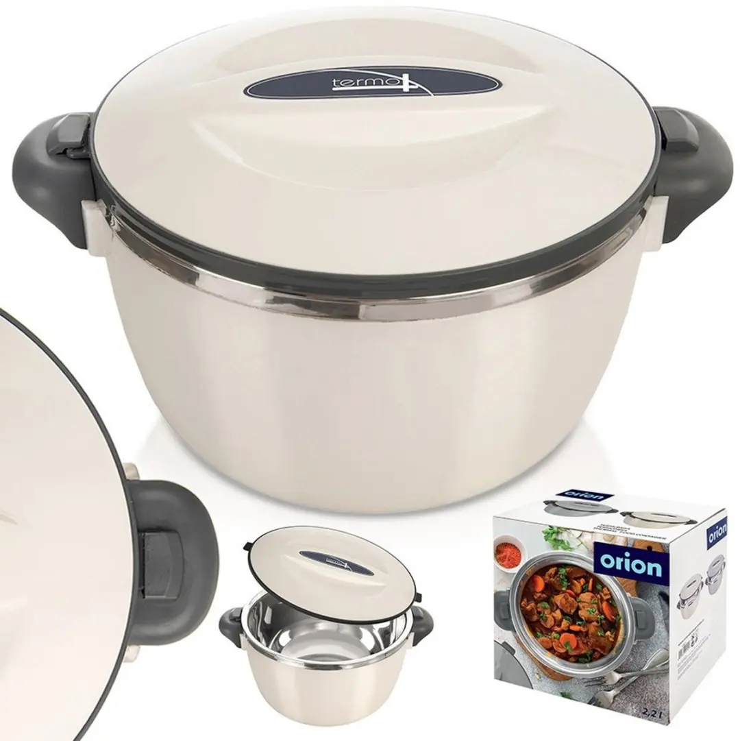 Orion Termo Serie RVS Lunch Thermos 2L - Crème/Wit/Donkergrijs