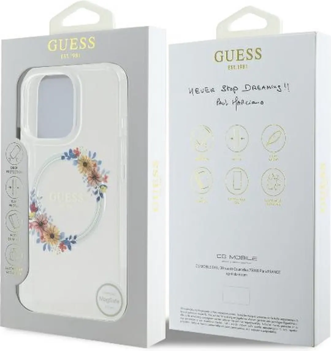 Guess GUHMP16SHFWFCT iPhone 16 Hardcase - MagSafe - Bloemenkrans