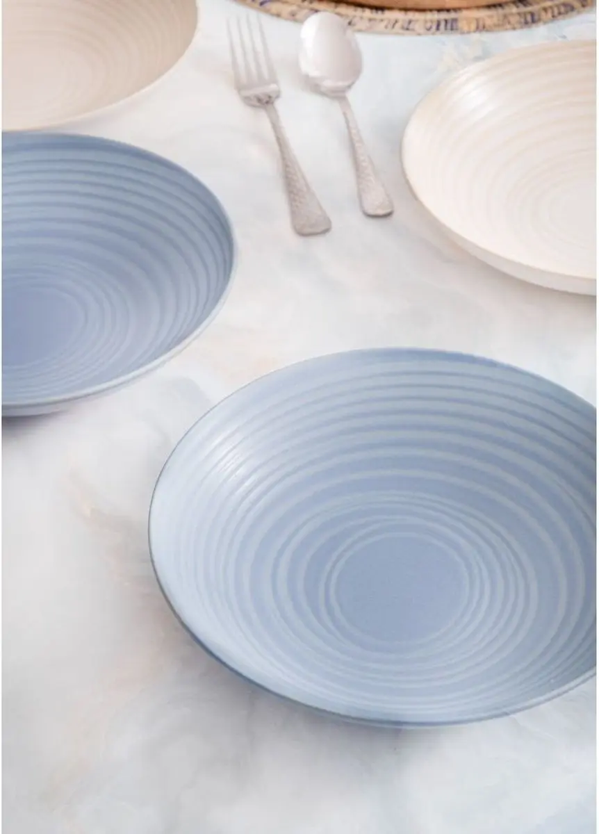 KitchenCraft Pastaschalen Set 4 Stuks - 22cm - Blauw/Crème