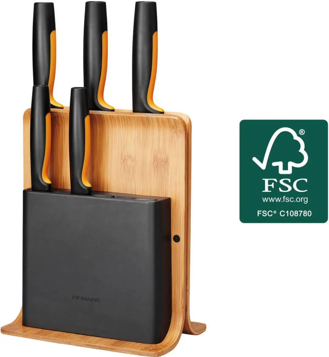 Fiskars Messenset Bamboe Blok - 5 Messen - afbeelding 6 van 6