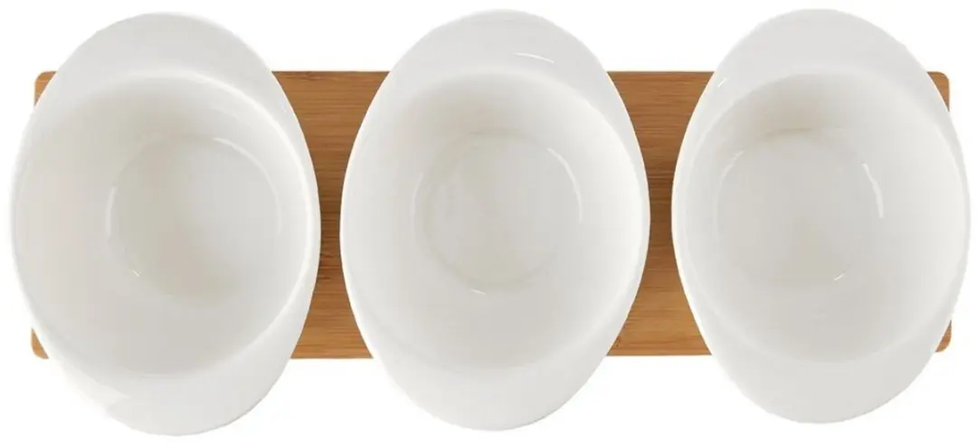 Orion Whiteline 129900 Amuseschaaltjes - 7 Stuks - Porselein & Bamboe